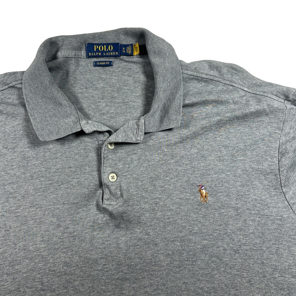 Polo Ralph Lauren Shirt Mens XL Gray Pima Soft Touch Short Sleeve Classic Fit